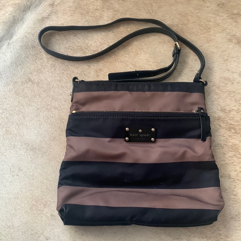 Kate Spade nylon purse with patent leather strap